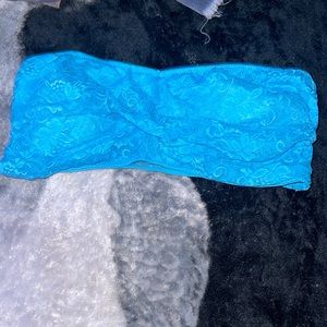 Blue mesh Lacey tube top